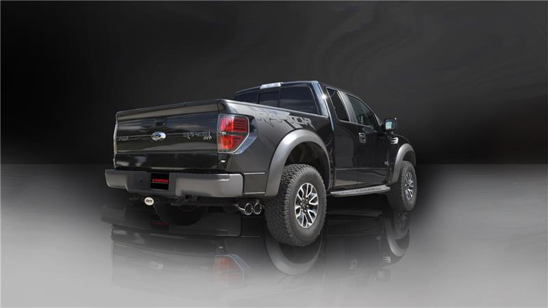 Ford F-150 Raptor Performance Exhaust - Single Side Exit - CORSA Performance - Xtreme Cat-Back + Res Delete with Twin 4.0in Pro-Series Tips - Polished - `11-`14